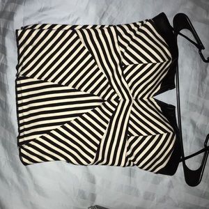 Black and white striped strapless top
